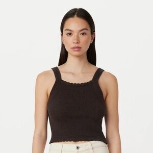 NWT Frank & Oak // The Crochet Knit Tank in Dark Chocolate Brown